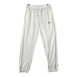 Nike Air White Jogger Sweatpants Black Trim Drawstring Pockets Mens Size Medium